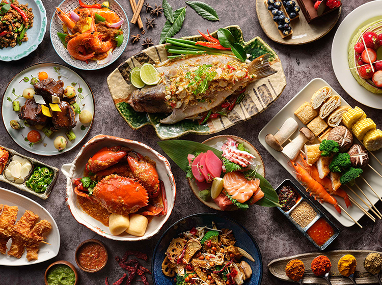 Food spread at the Edge, Pan Pacific Singapore
