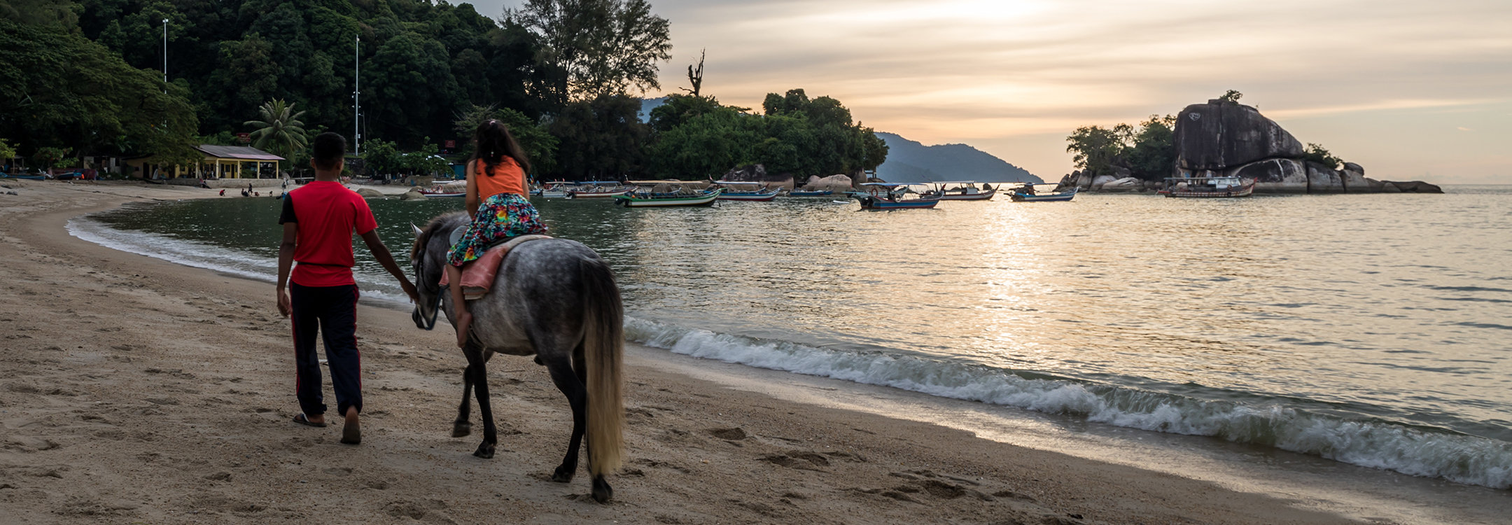 Horseback riding on a beach