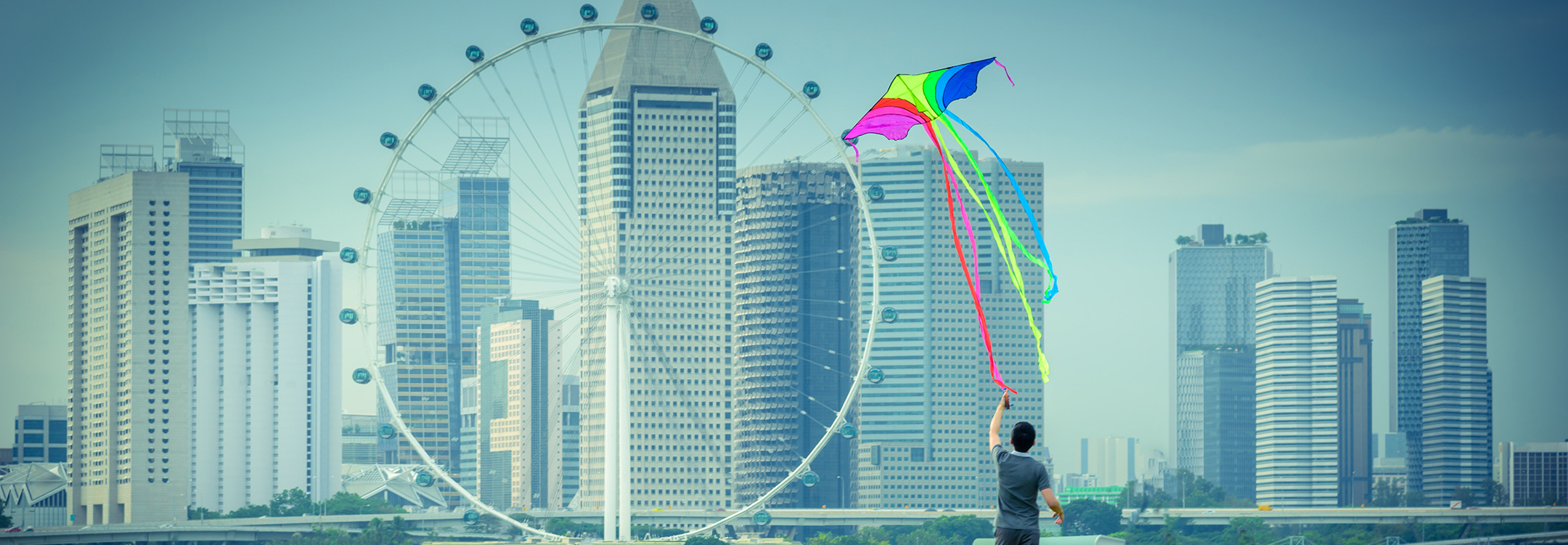 kite-flying at Marina Barrage