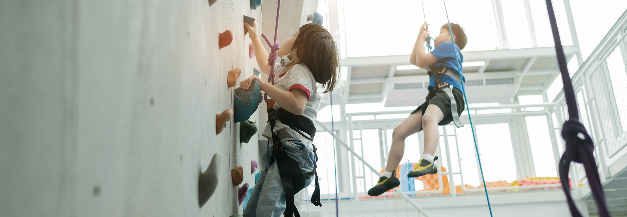 Children rock climbing