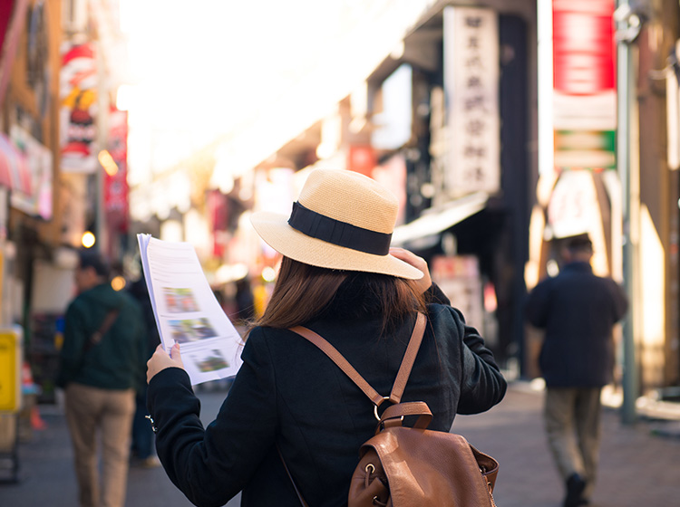Travelling into market in Tokyo, Japan