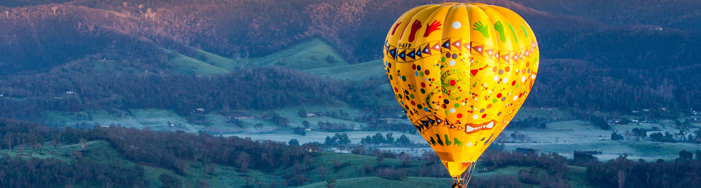 aerial view of yarra valley australia with balloon