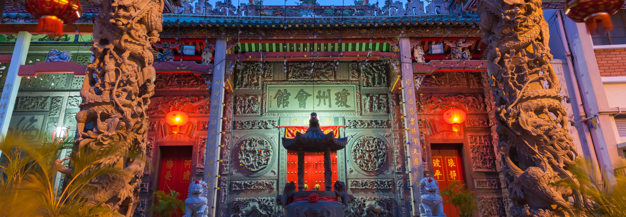 evening view hainan temple george town penang