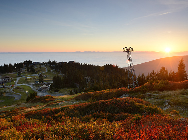 grouse mountain autumn sunset vancouver