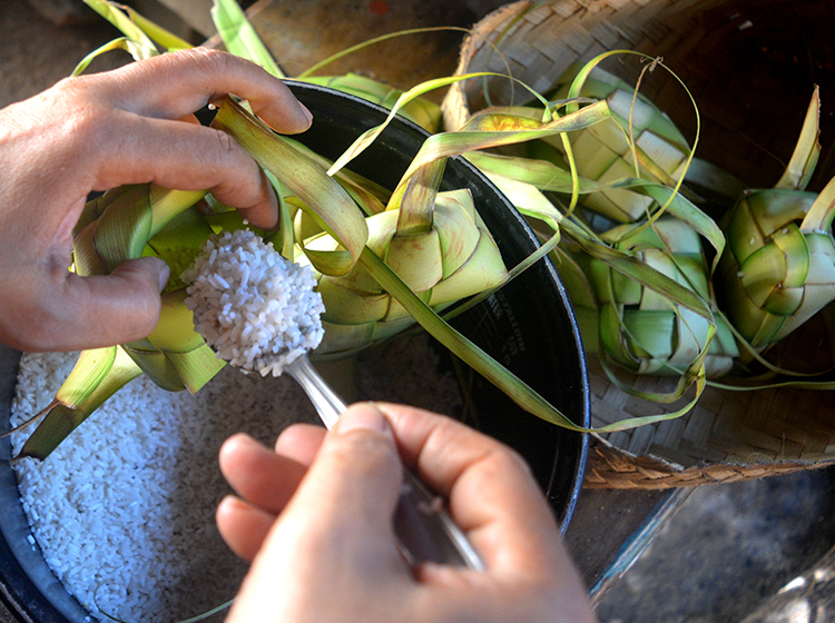 Ketupat Malay traditional rice cake palm leaf pouch