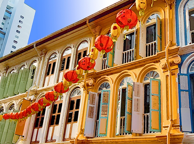 Colourful shophouses in Chinatown