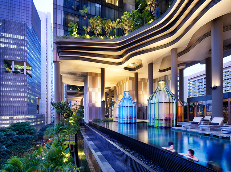 Infinity pool with city view