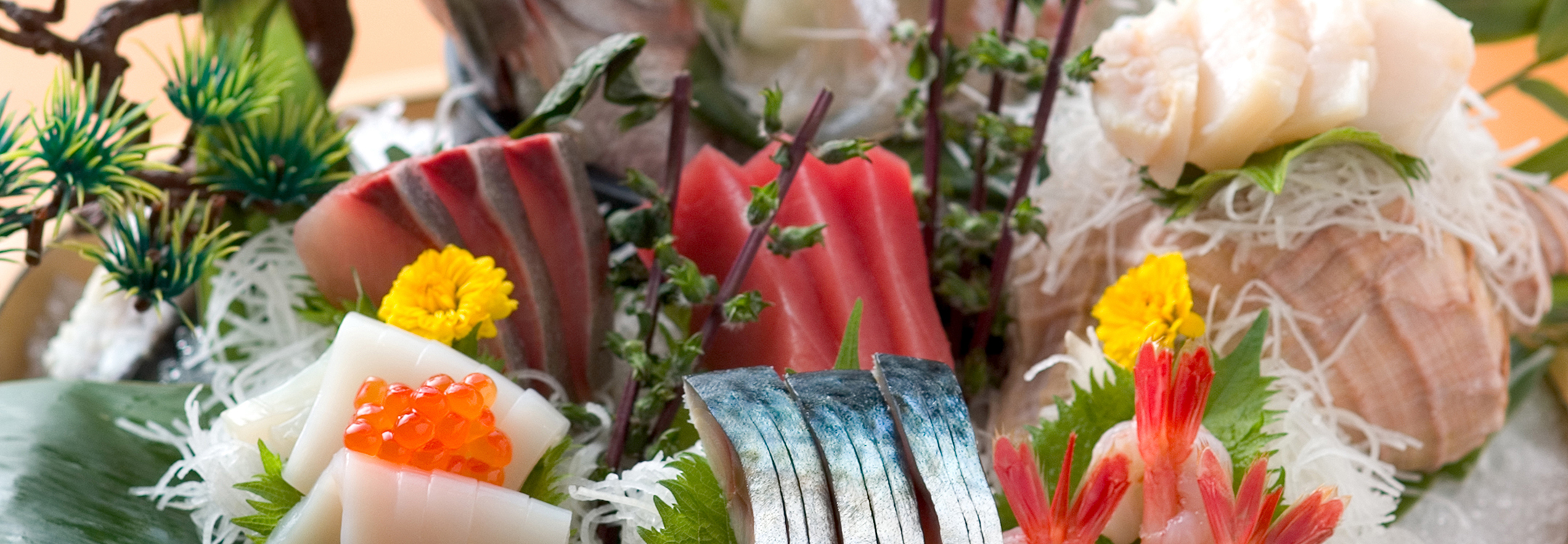 Close-up of a sashimi platter
