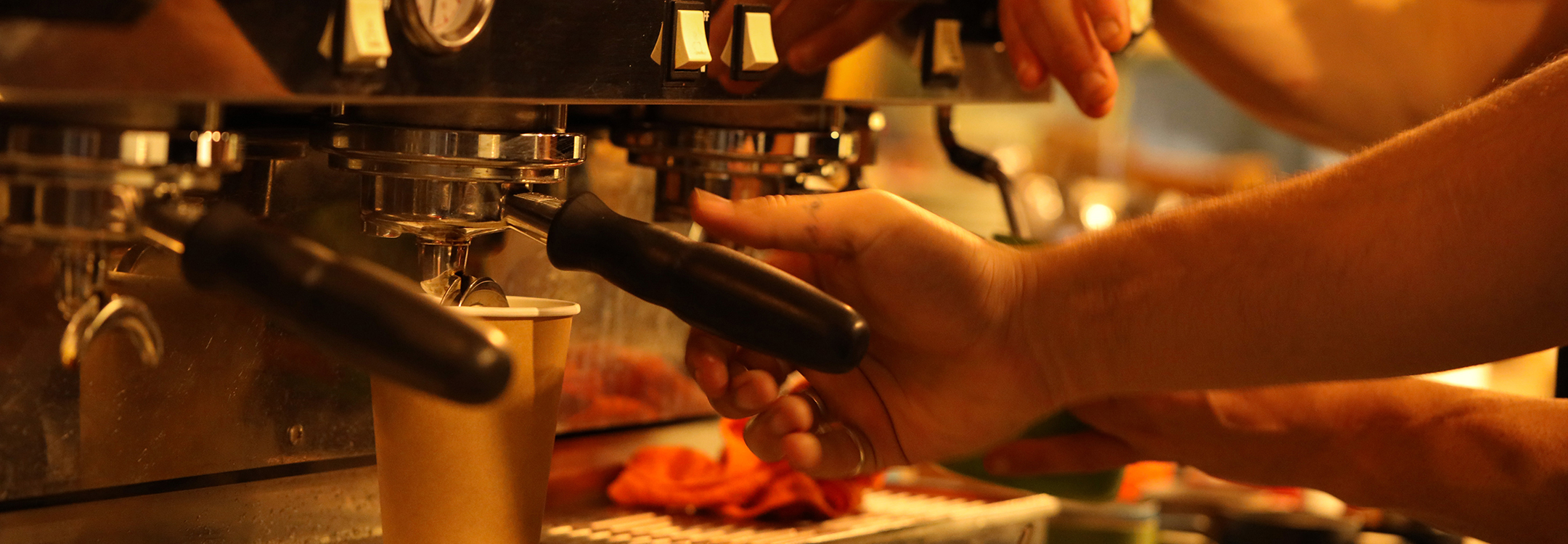 making fresh coffee with a machine